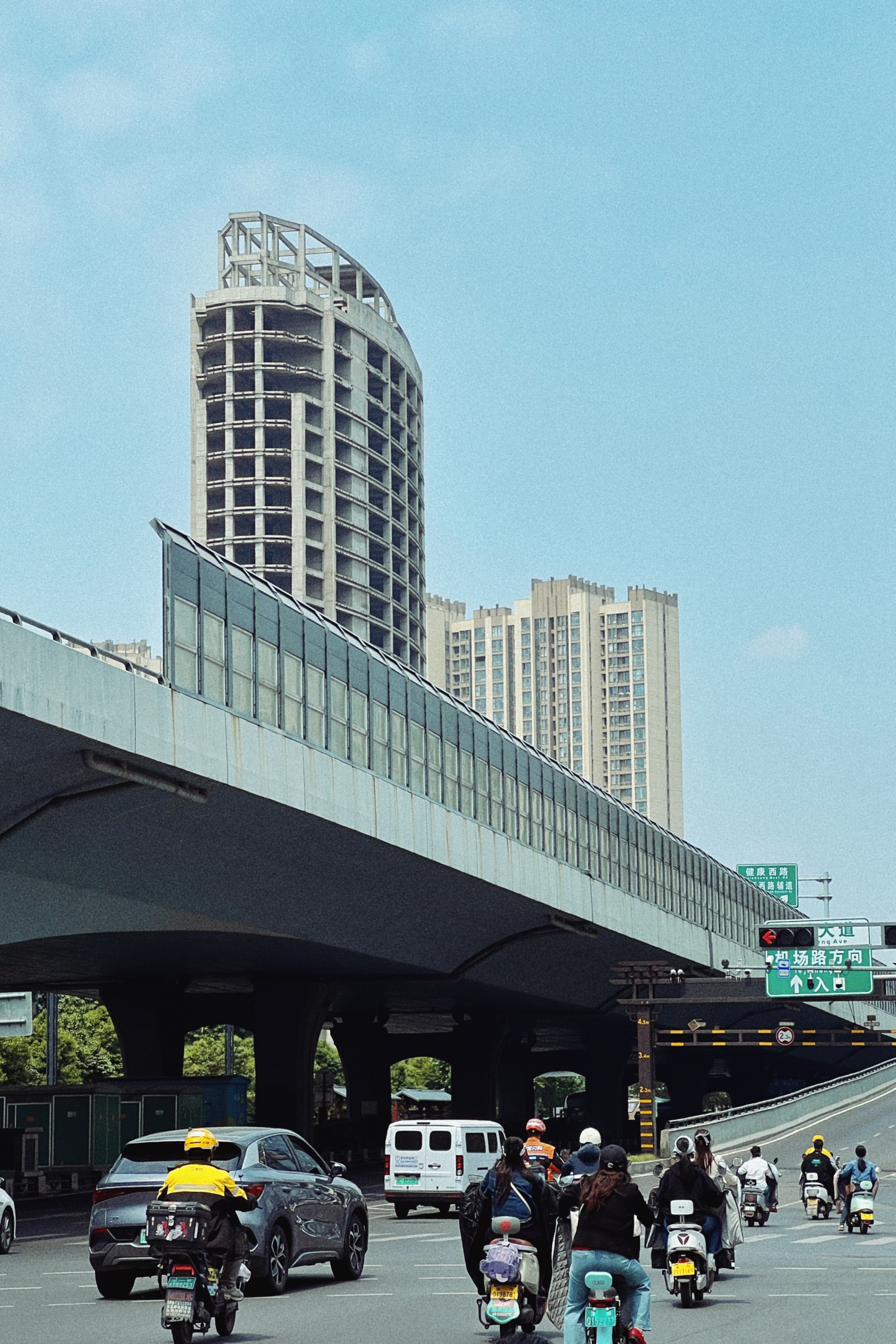 Unfinished tower and overpass, Luoyang