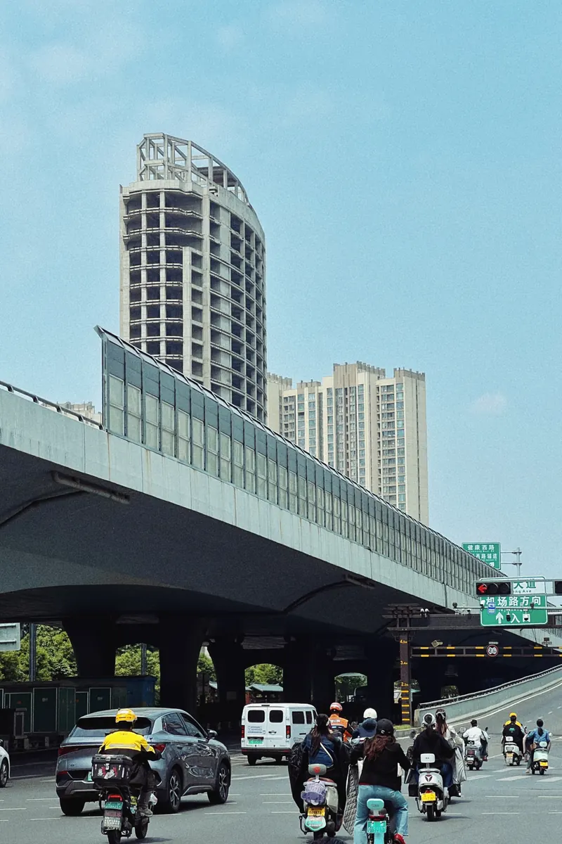 Unfinished tower and overpass, Luoyang